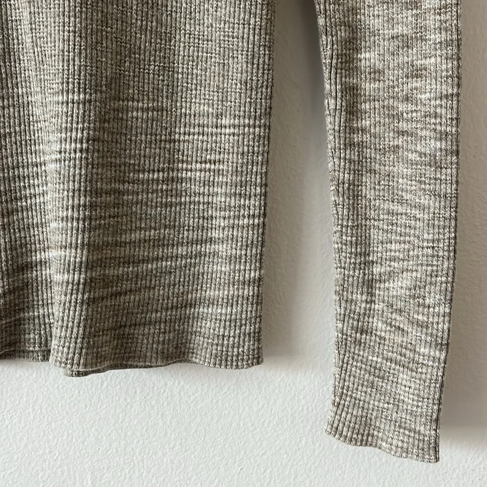 Tibi Printed Combed Cotton Sweater in Brown Crew Neck Fitted‎ Pullover size XXS